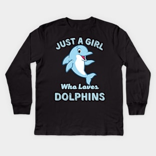 Juste une fille qui aime les dauphins Sticker Kids Long Sleeve T-Shirt